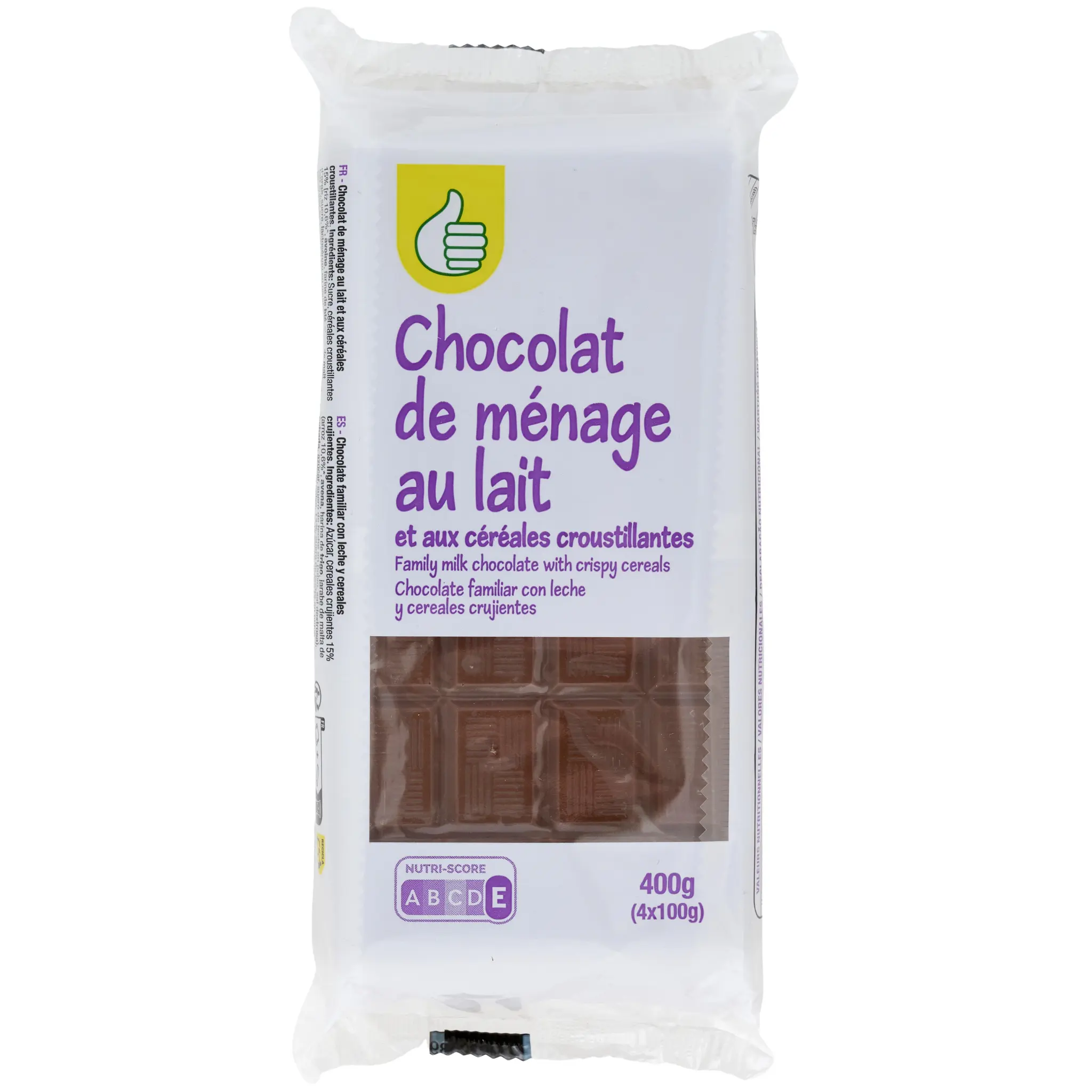 POUCE Tablette de chocolat au lait et céréales croustillantes