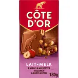 COTE D'OR Tablette de chocolat au lait raisins et noisettes entières