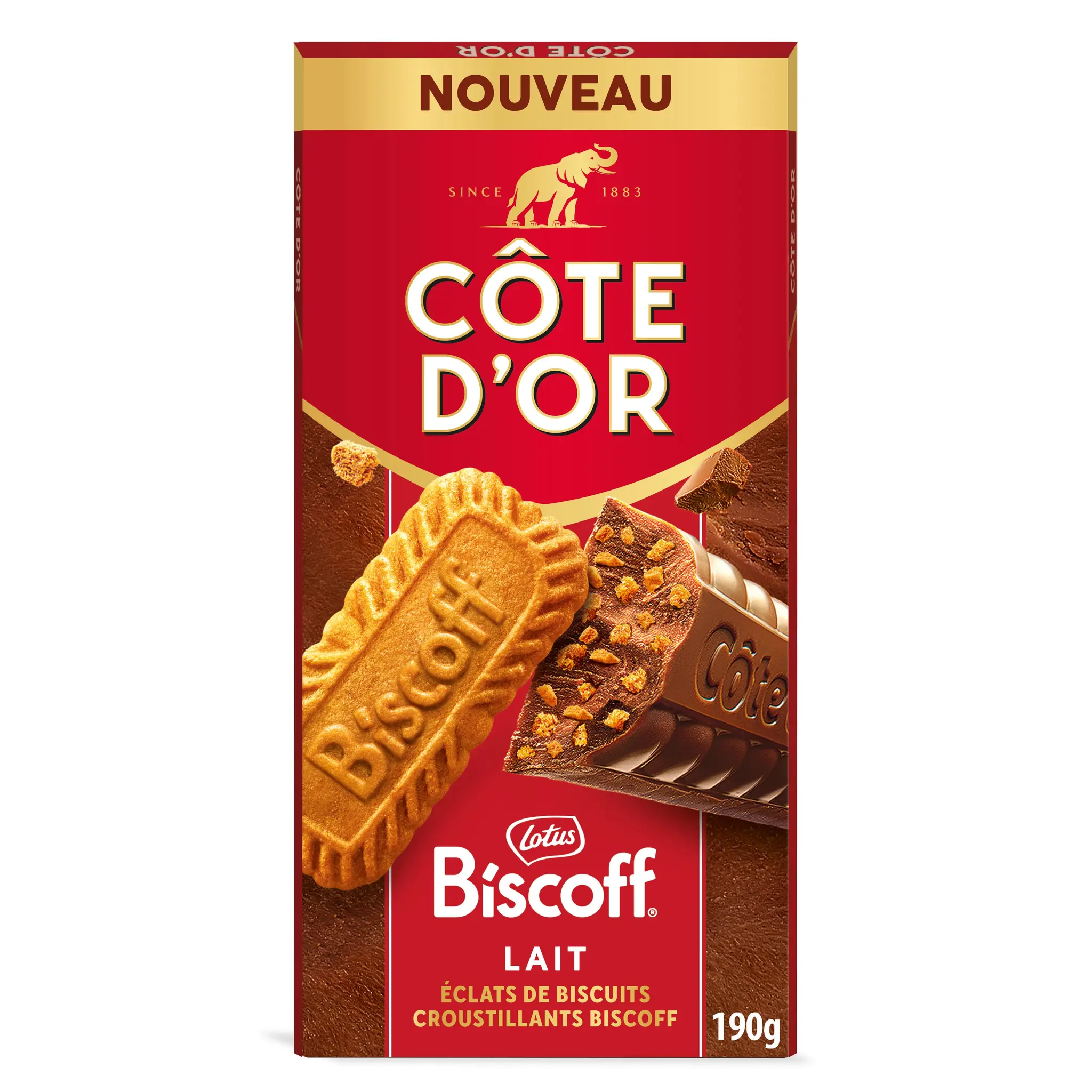 COTE D'OR Tablette de chocolat au lait biscoff spéculoos et éclats de biscuits