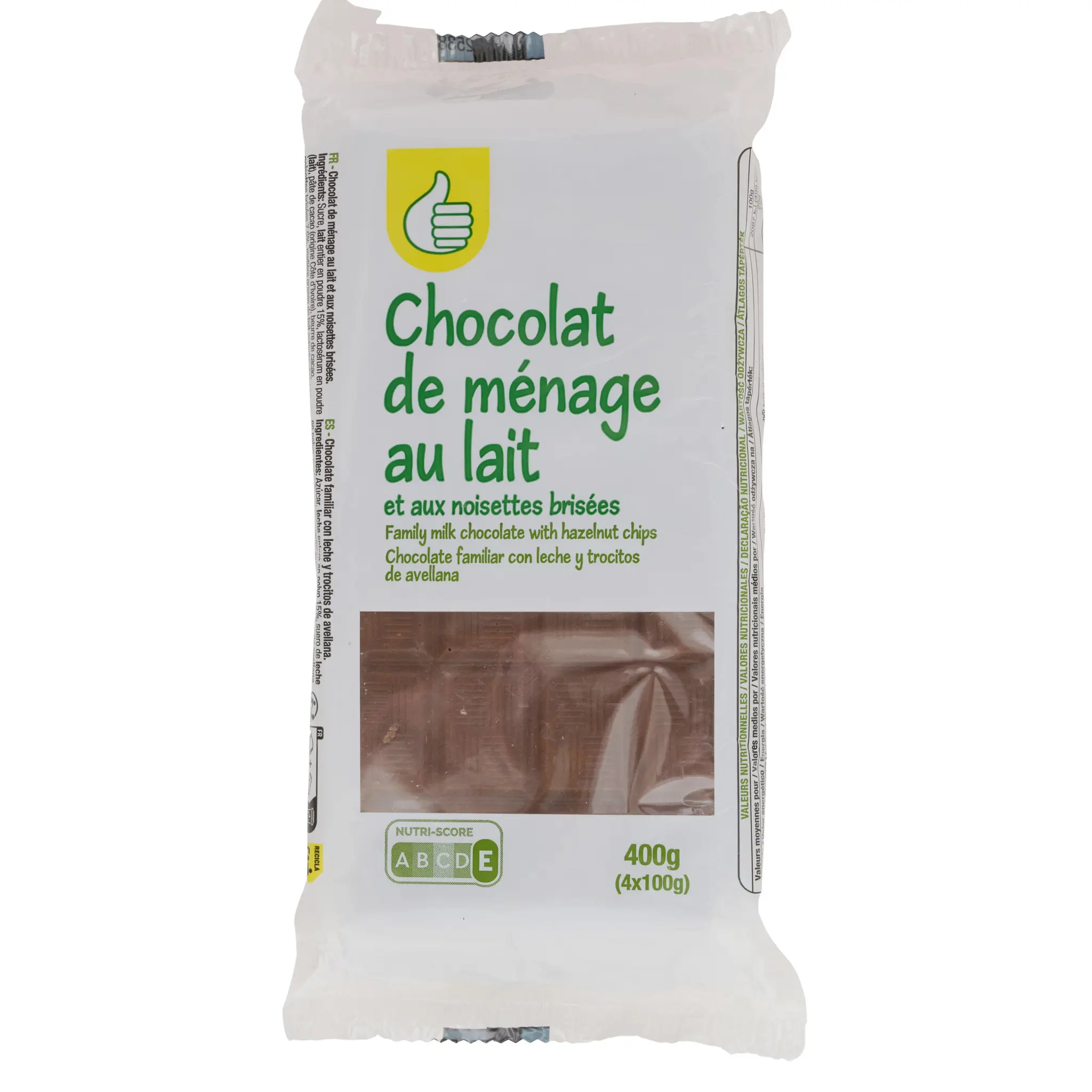 POUCE Tablette de chocolat au lait et noisettes