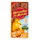 MERVEILLES DU MONDE Tablette de chocolat lait noisettes et amandes pilées caramélisées avec une pointe de sel