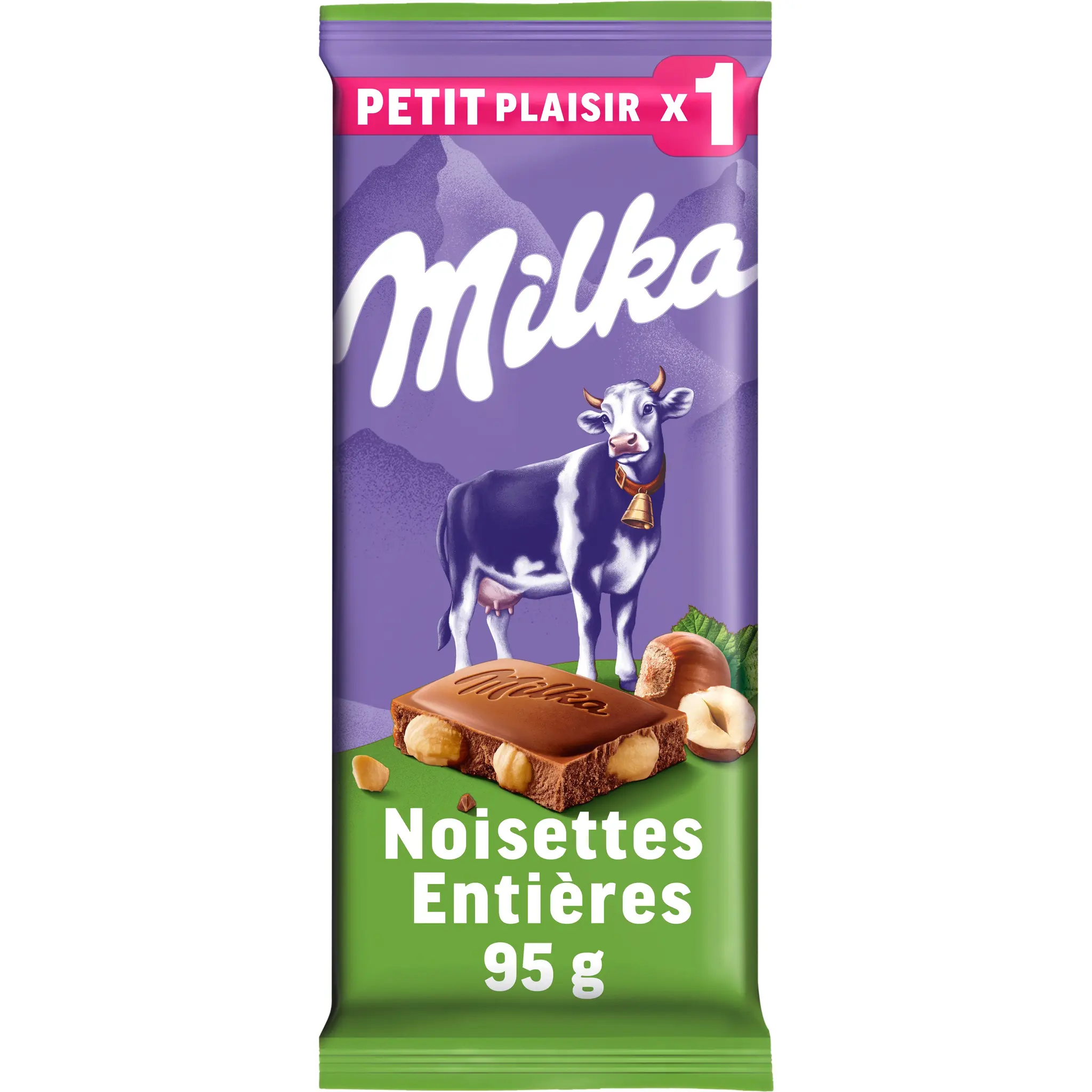 MILKA Tablette de chocolat au lait avec des noisettes entières