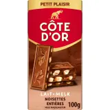 COTE D'OR Tablette de chocolat au lait noisettes entières