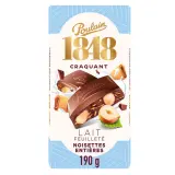POULAIN 1848 Tablette de chocolat au lait feuilleté aux noisettes entières et éclats de crêpes dentelle