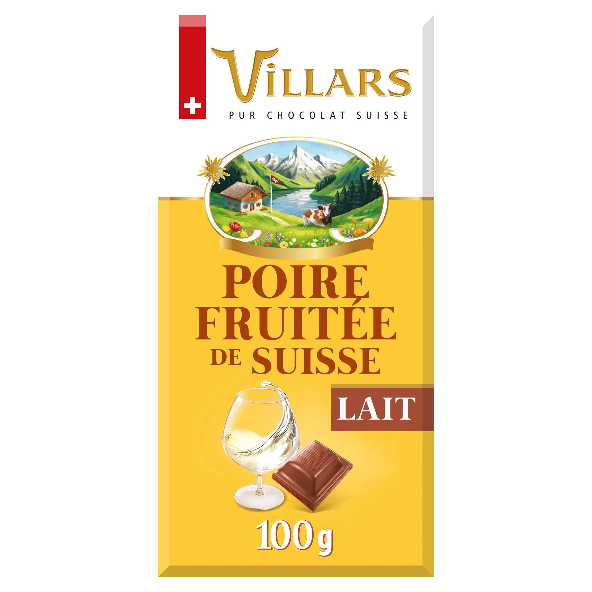 VILLARS Tablette de chocolat au lait suisse fourré à la liqueur de poire