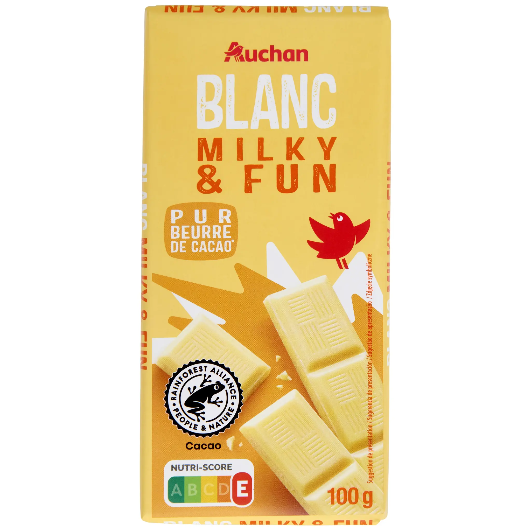 AUCHAN Milky & Fun tablette de chocolat blanc