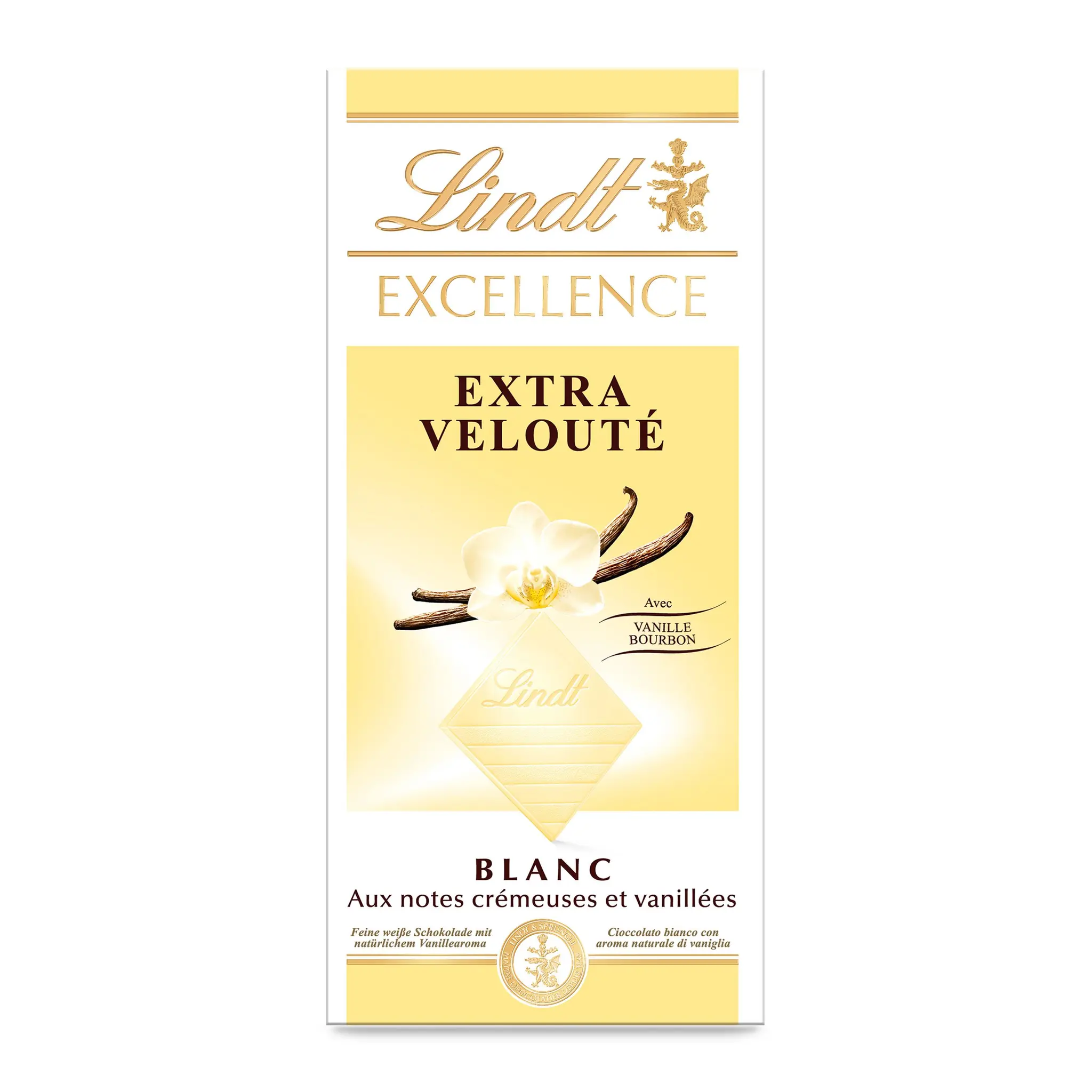 LINDT Excellence Tablette de chocolat blanc dégustation extra velouté vanillé