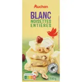 AUCHAN Tablette de chocolat blanc noisettes entières torréfiées