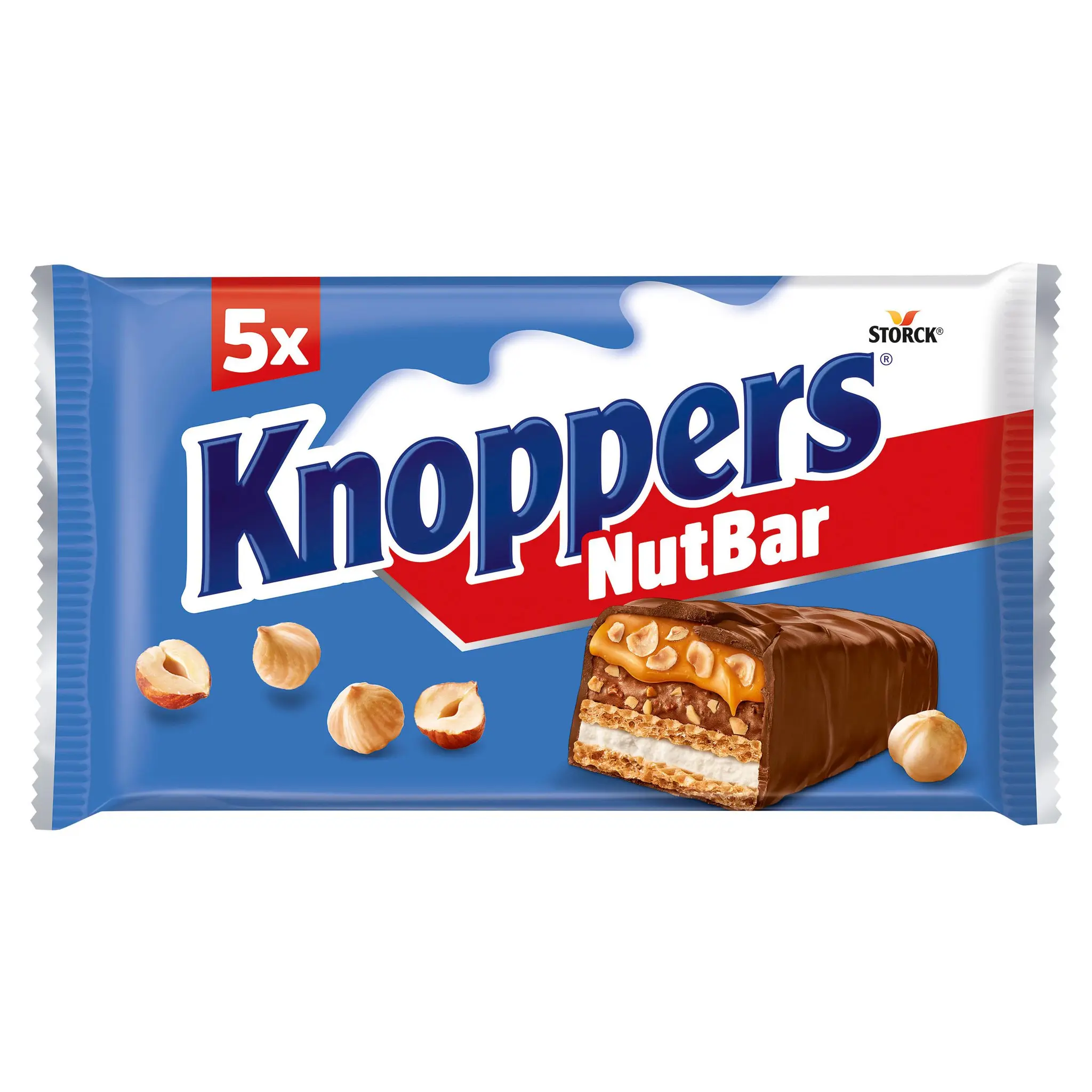 KNOPPERS Barres fourrées au lait et aux noisettes enrobées de chocolat au lait