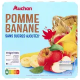 AUCHAN Coupelles purée de pomme banane sans sucres ajoutés