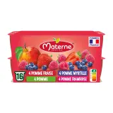 MATERNE Coupelles pomme myrtille framboise fraise allégées en sucres