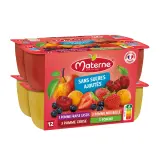 MATERNE Coupelles pomme mirabelle fruits rouges sans sucres ajoutés