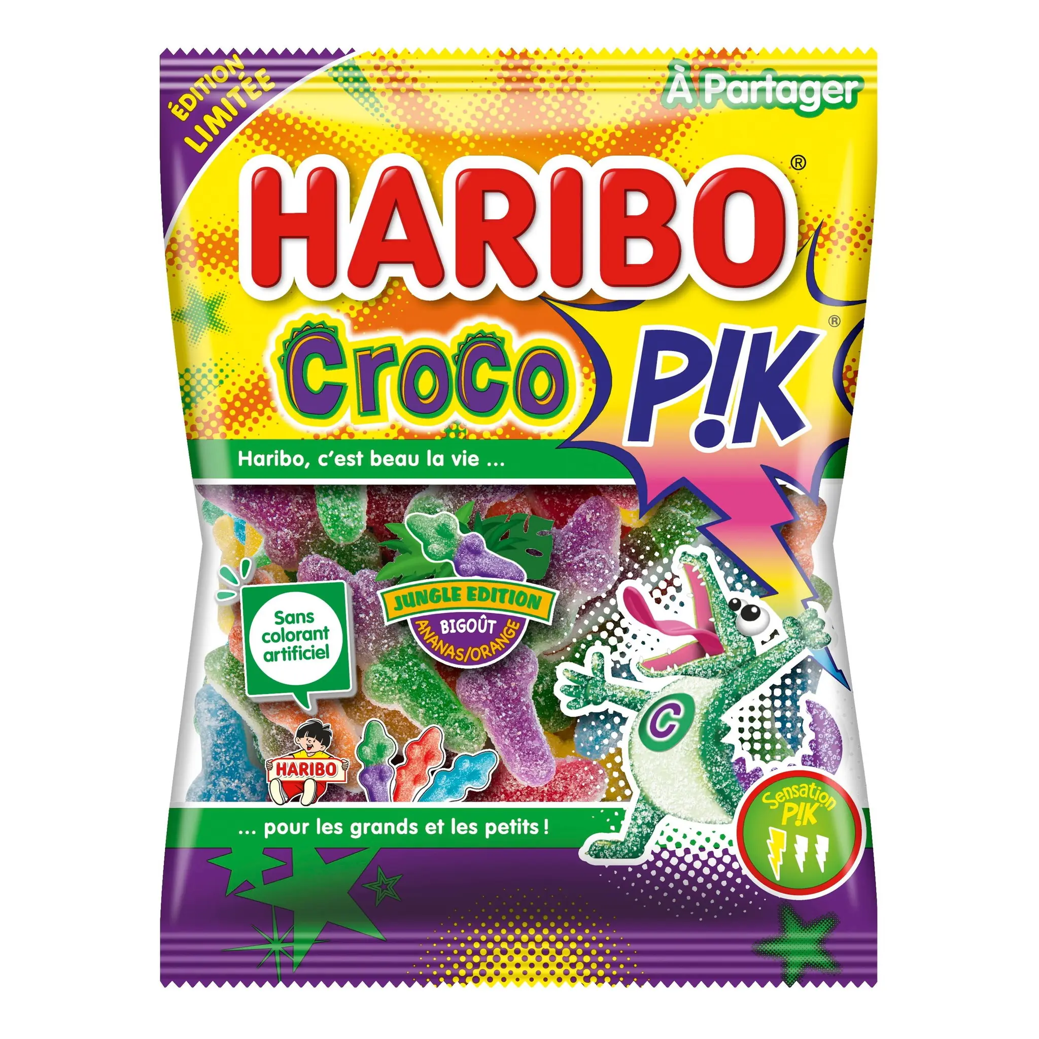 HARIBO Croco P!k bonbons acidulés