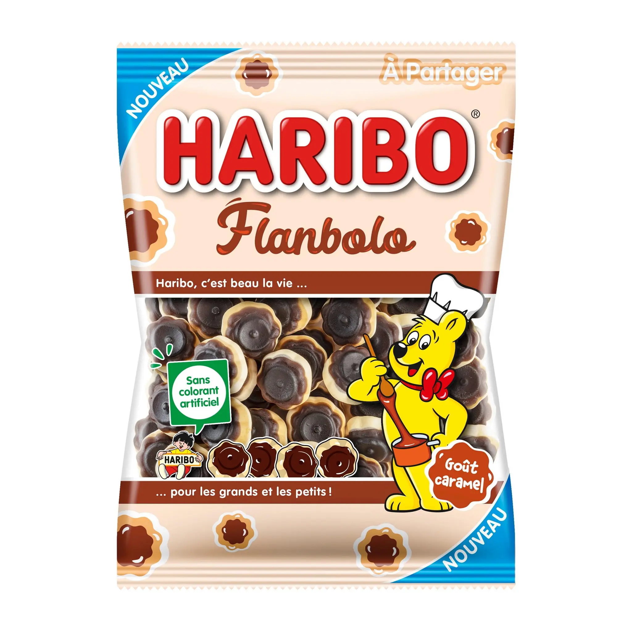 HARIBO Flanbolo Bonbons goût caramel sans colorant artificiel