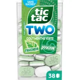 TIC TAC Pastilles bigoût menthe verte et saveur douce sans sucres