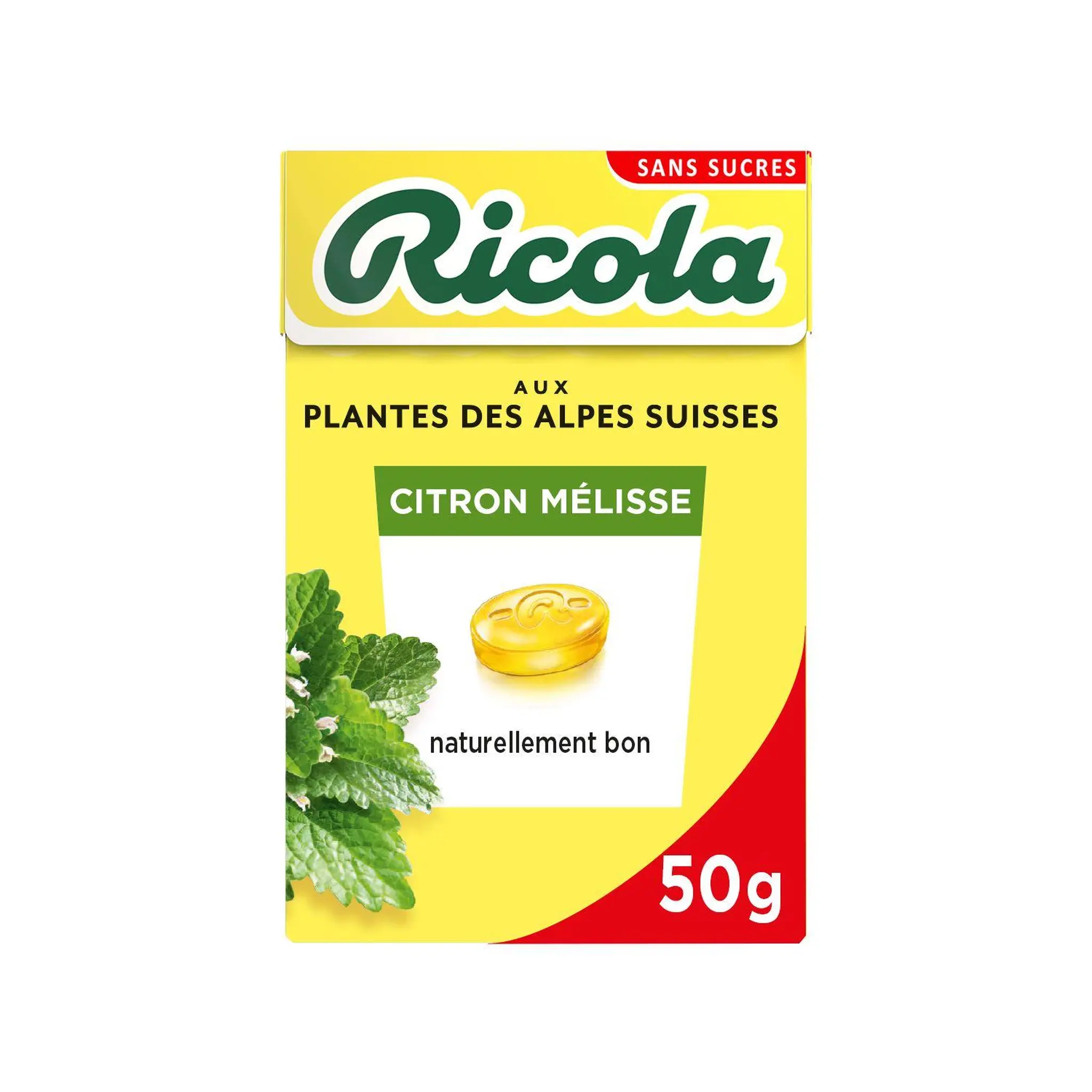 RICOLA Bonbons suisses aux plantes sans sucres saveur citron mélisse