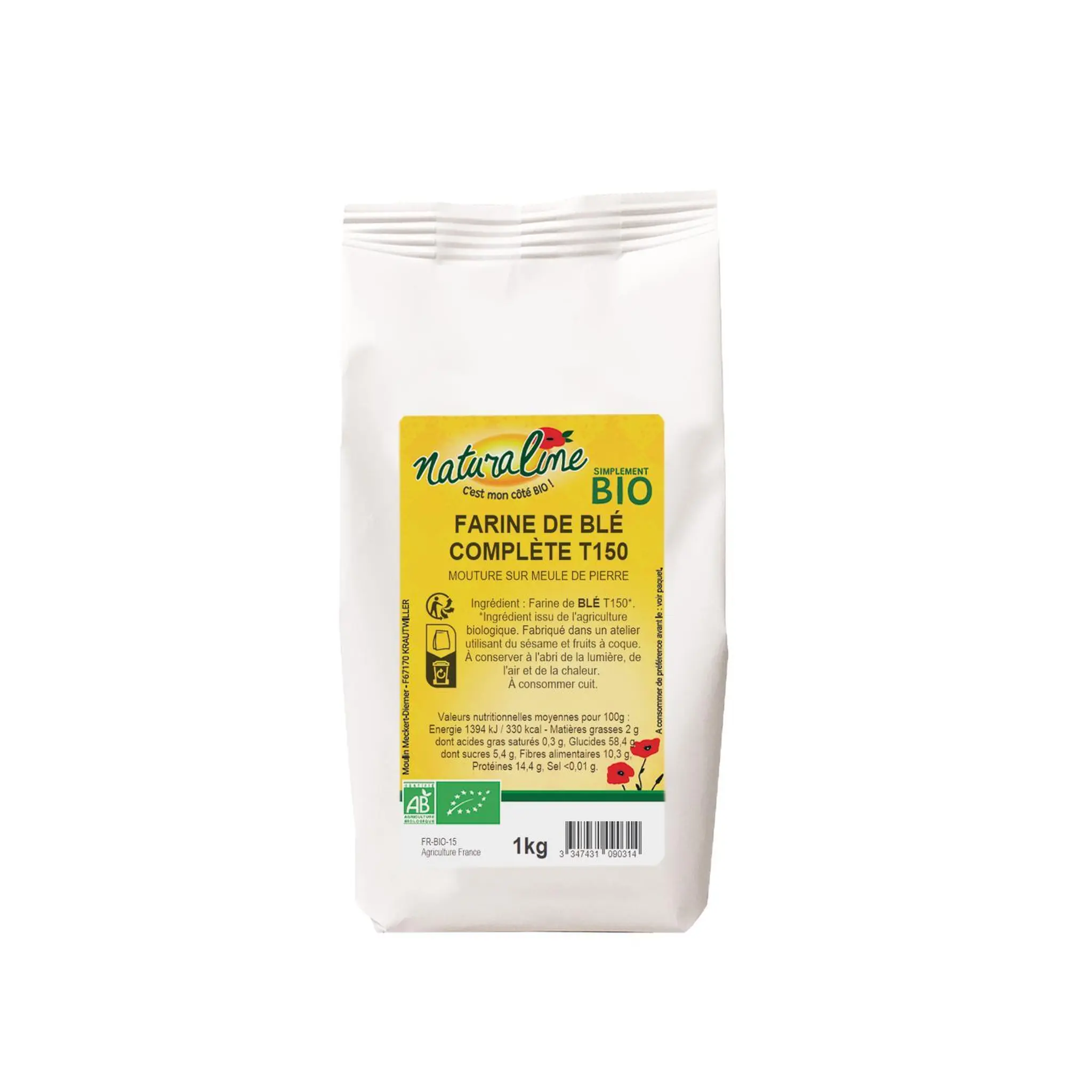 NATURALINE Farine de blé complète T150 bio