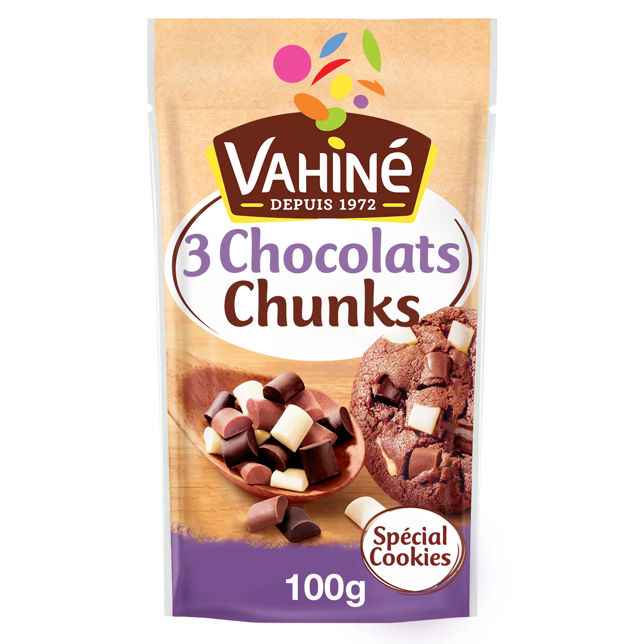VAHINE Pépites chunks 3 chocolats sans arôme artificiel