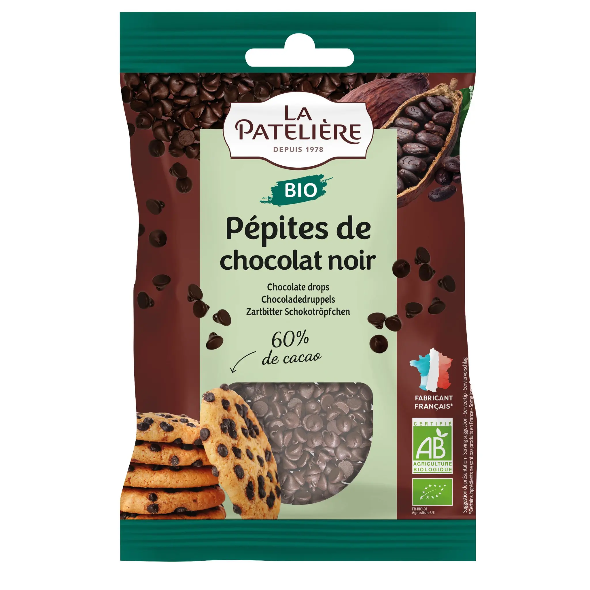 LA PATELIERE Pépites de chocolat noir bio