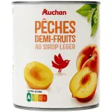AUCHAN Pêches demi-fruits au sirop léger