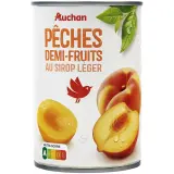 AUCHAN Pêches demi-fruits au sirop léger