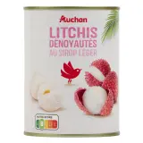 AUCHAN Lychees dénoyautés au sirop léger