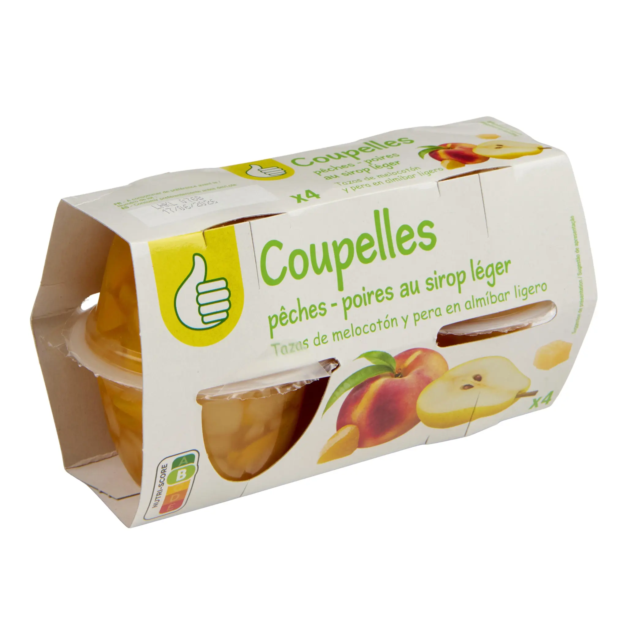 POUCE Coupelles de pêches poires au sirop léger