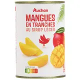 AUCHAN Mangue en tranches au sirop léger