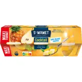 ST MAMET Coupelles cocktail de fruits pêche poire ananas raisin au sirop sans sucres ajoutés