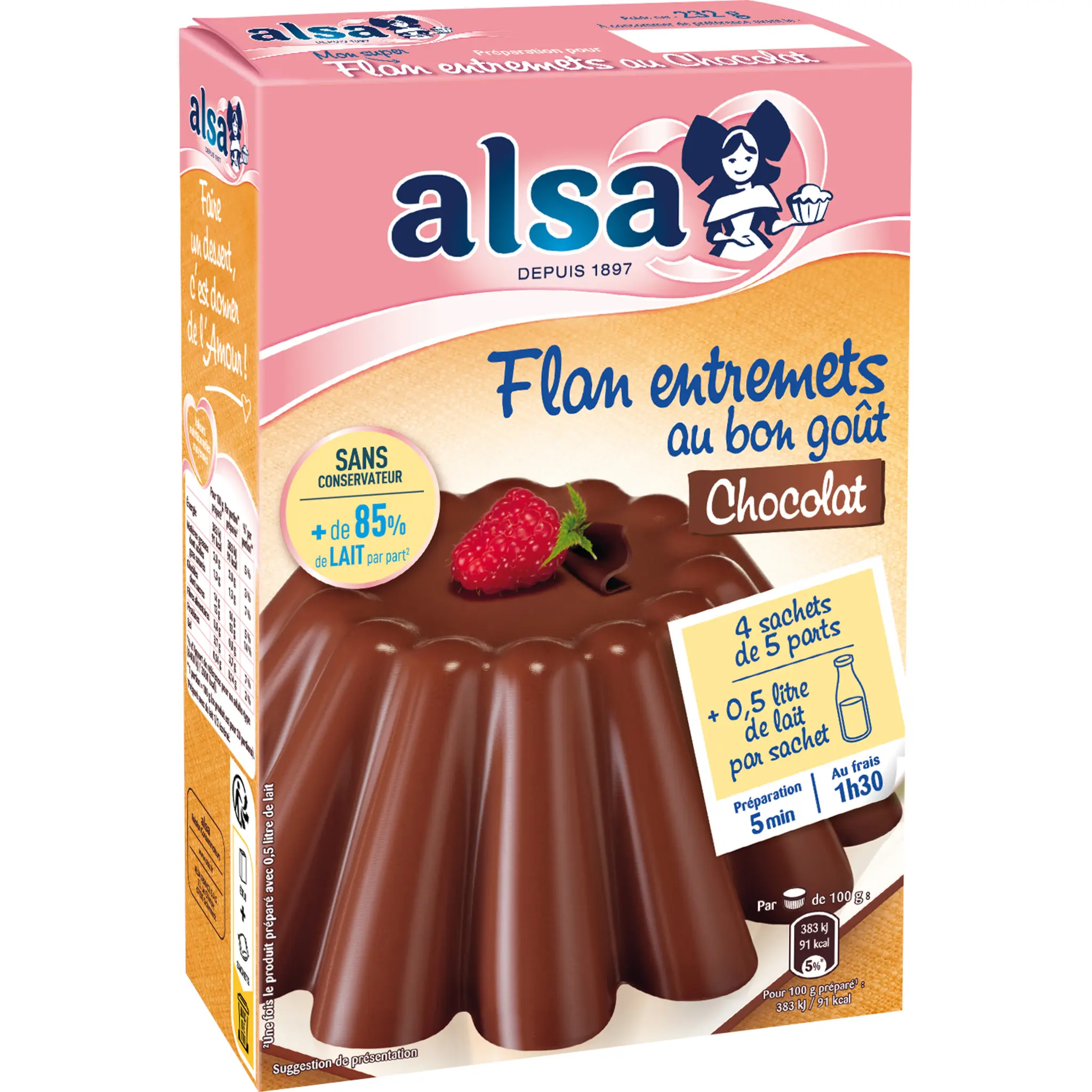 ALSA Préparation pour flan entremets saveur chocolat