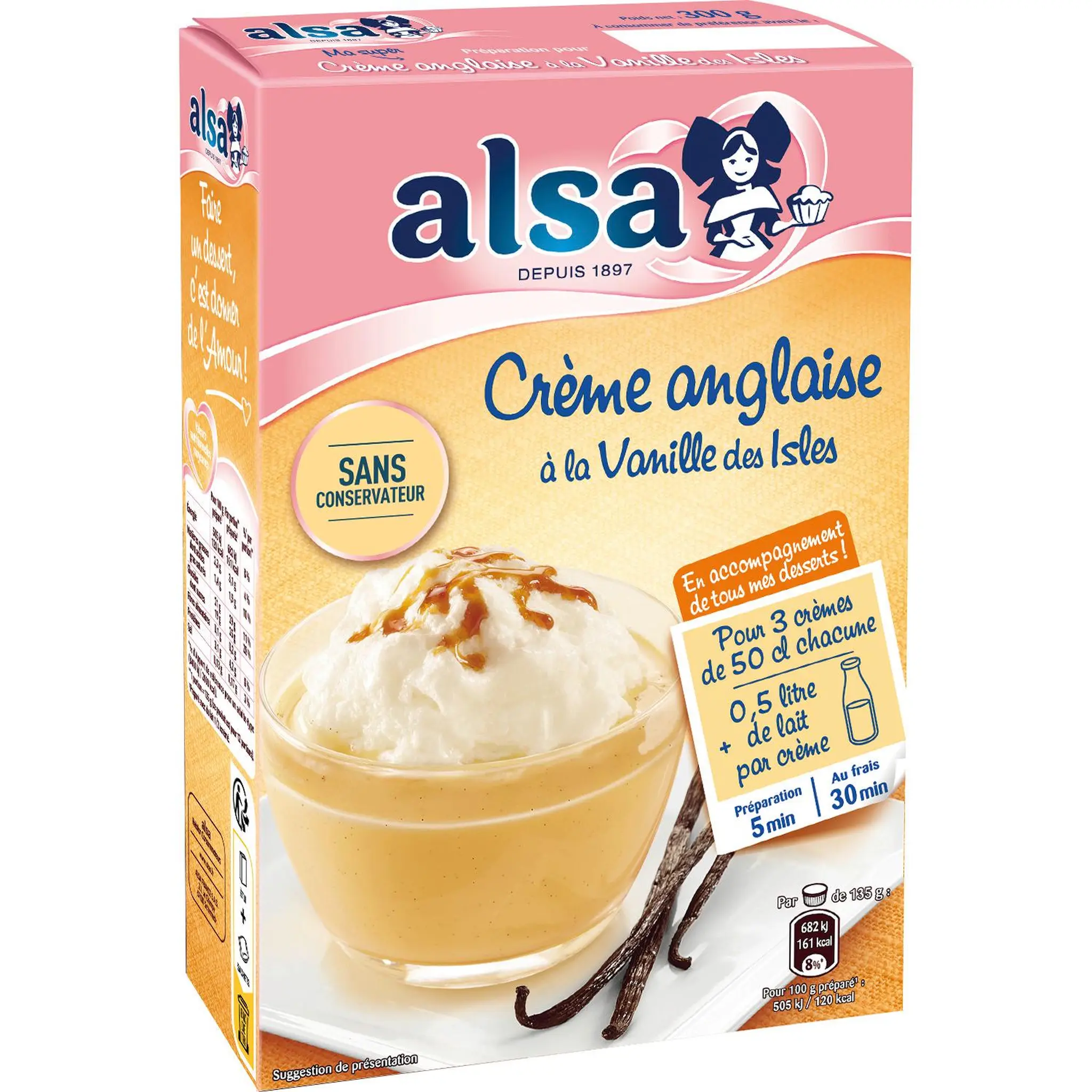 ALSA Préparation pour crème anglaise à la Vanille des Isles