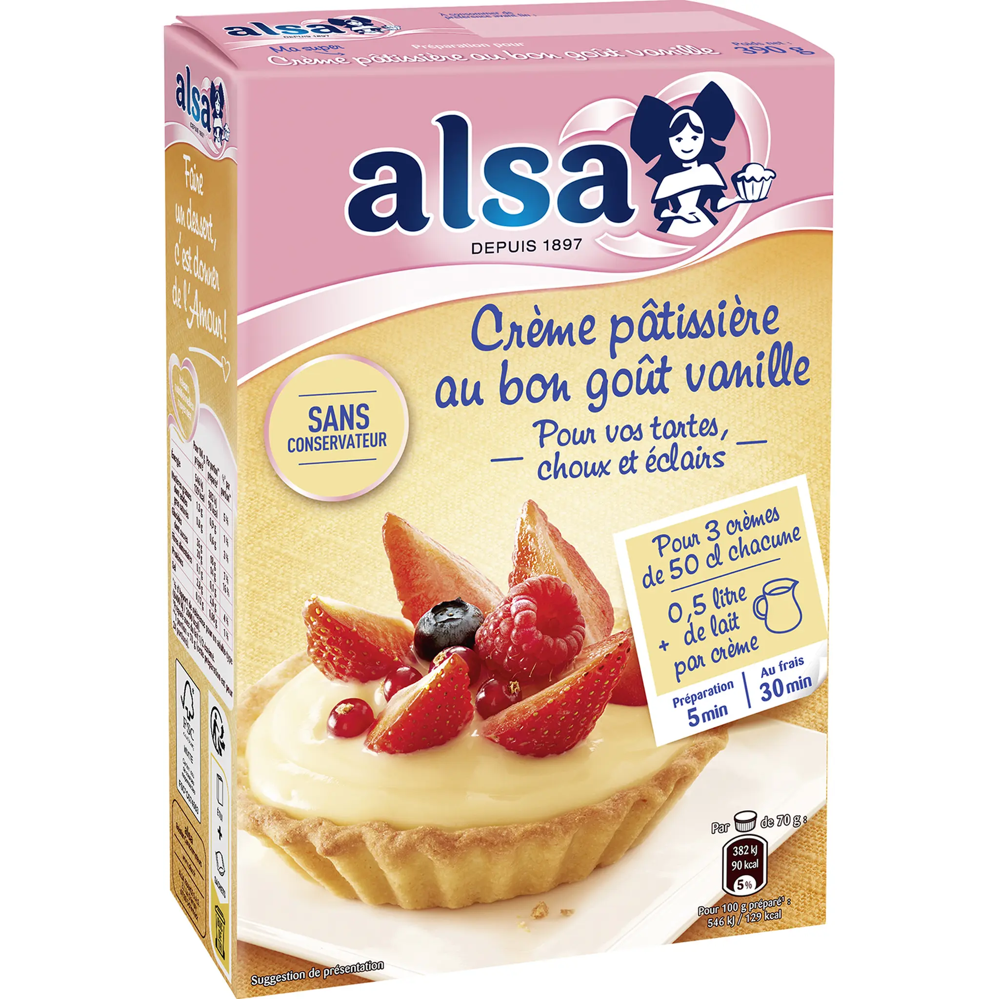 ALSA Préparation pour crème pâtissière saveur vanille