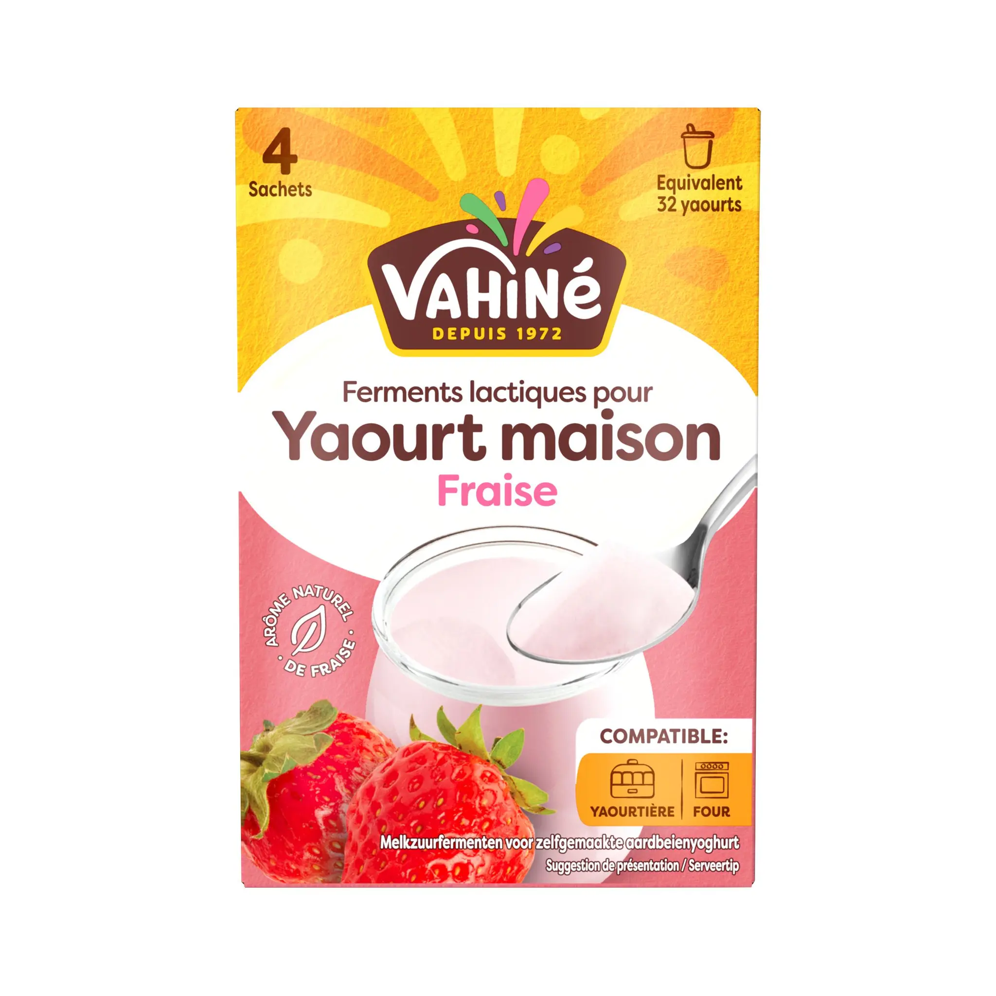 VAHINE Ferments lactiques pour yaourt maison saveur fraise