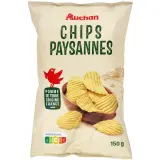 AUCHAN Chips paysannes ondulées nature
