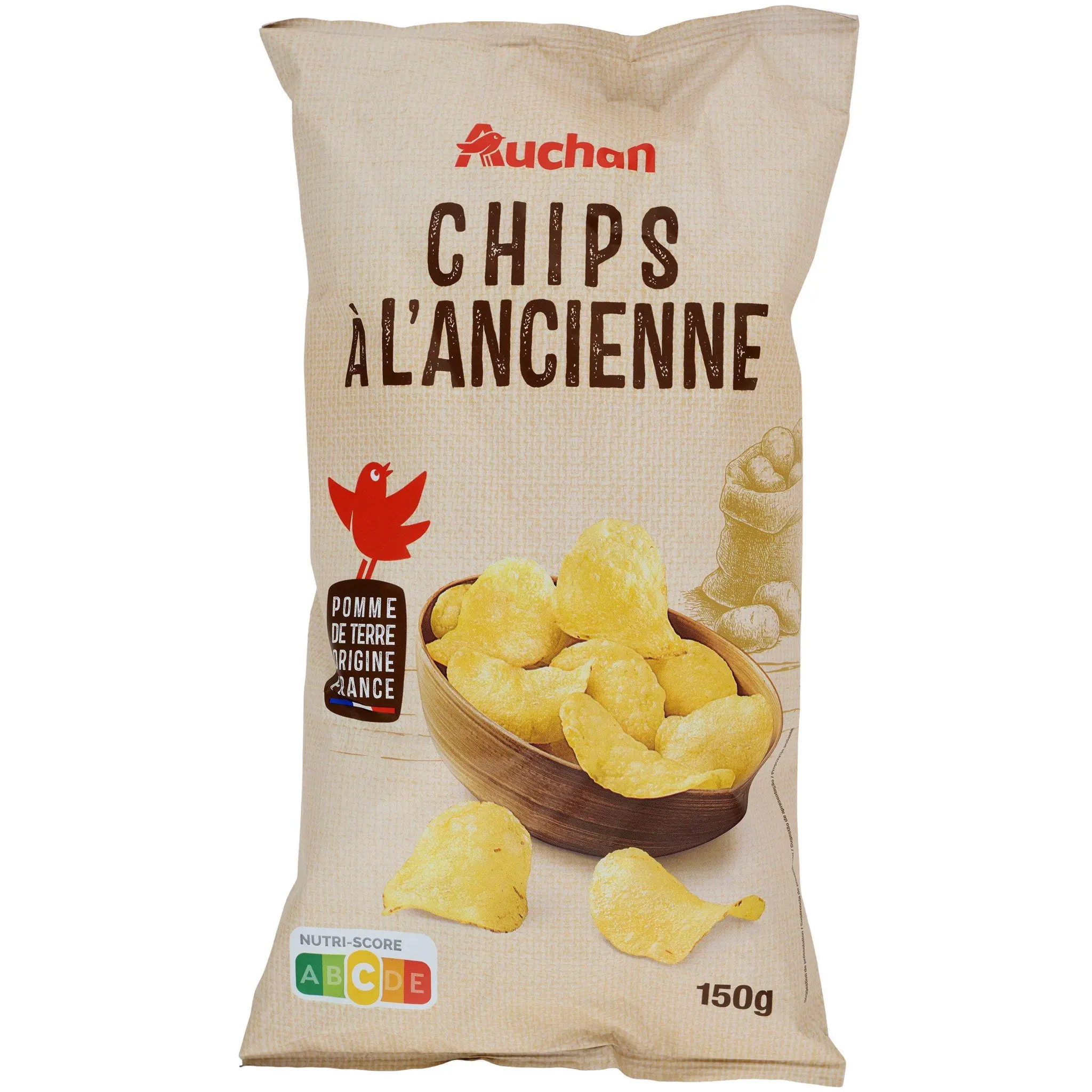 AUCHAN Chips à l'ancienne nature