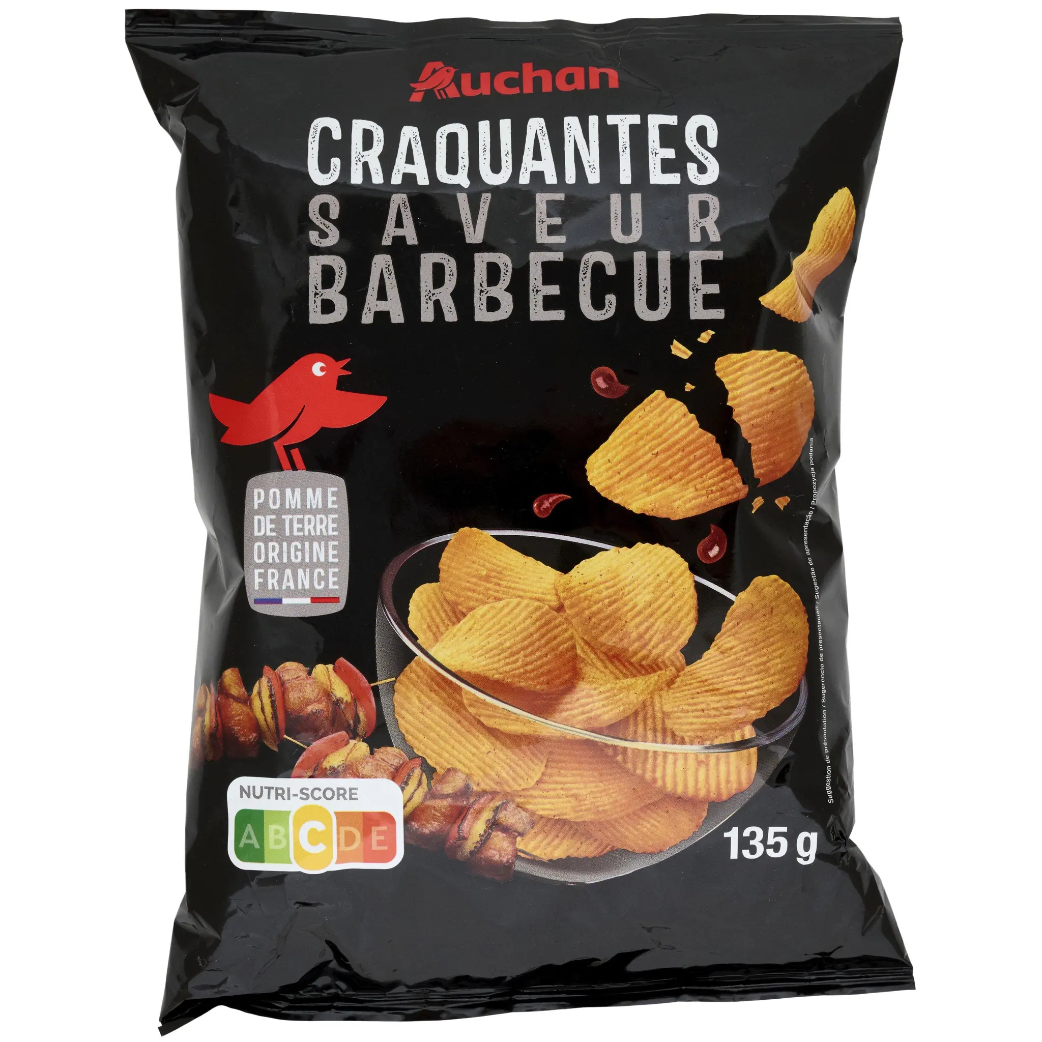 AUCHAN Chips ondulées saveur barbecue