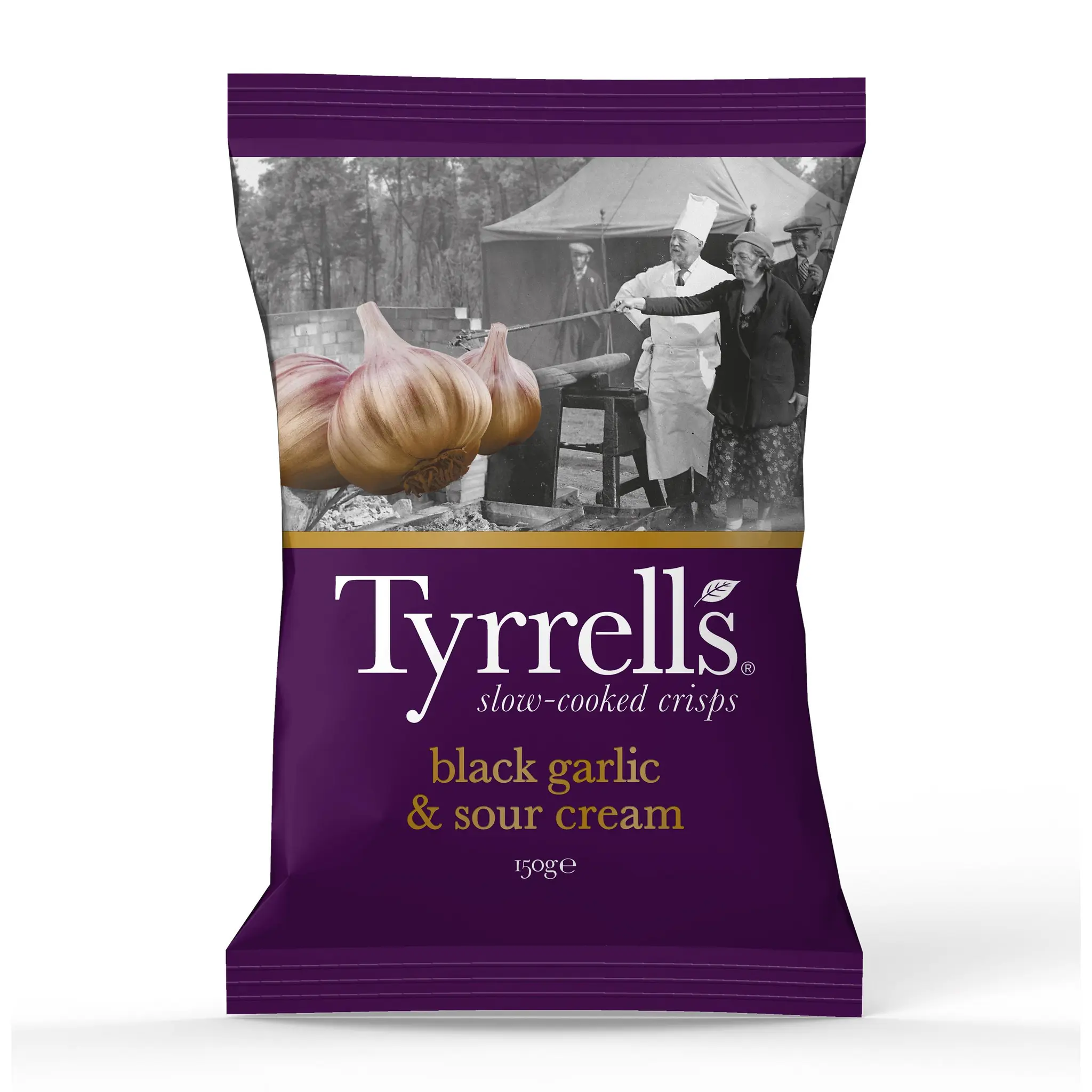 TYRRELL'S Chips de pommes de terre saveur ail noir et crème fraîche