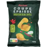 AUCHAN Chips saveur crème oignon coupe épaisse