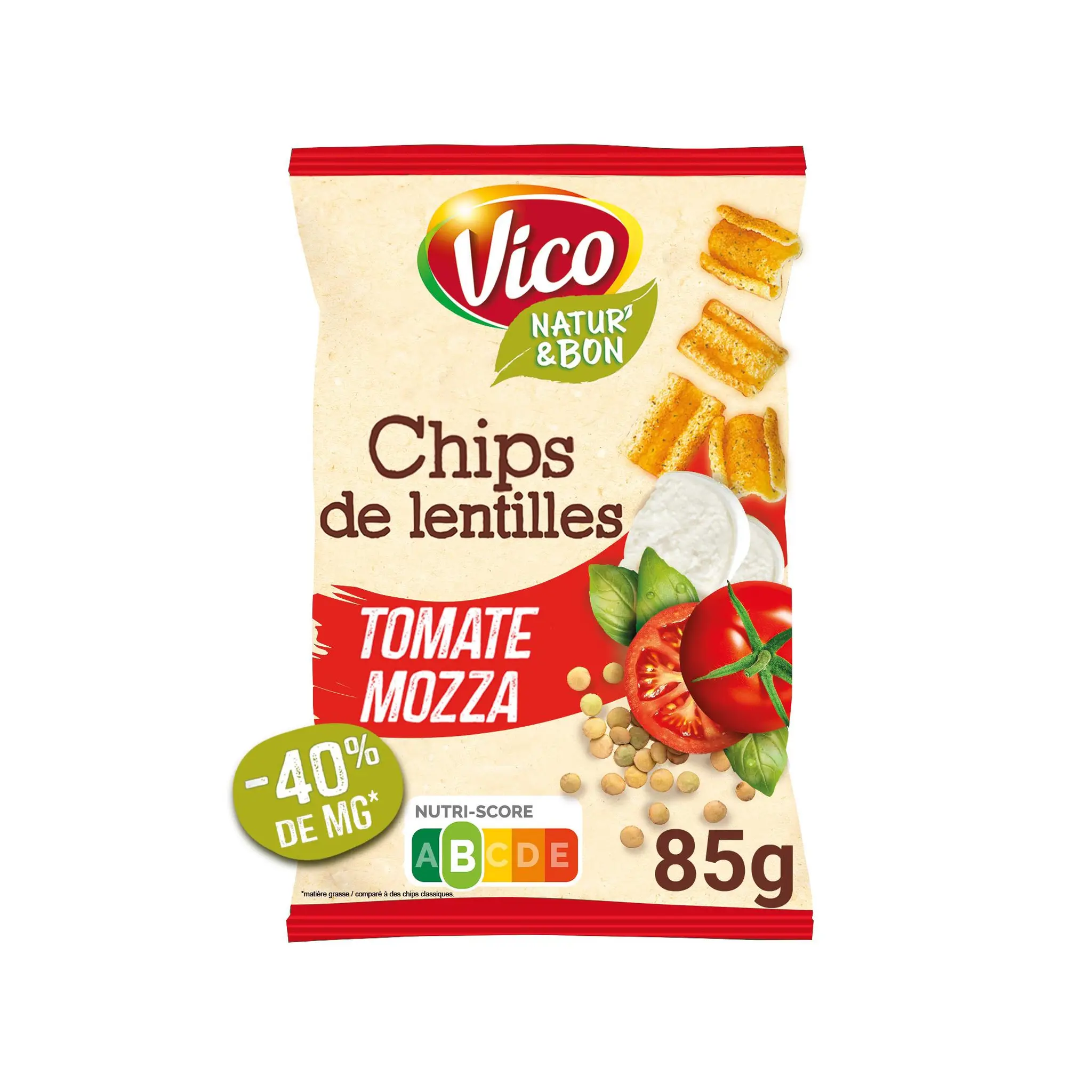 VICO Chips de lentilles goût tomate mozzarella et basilic