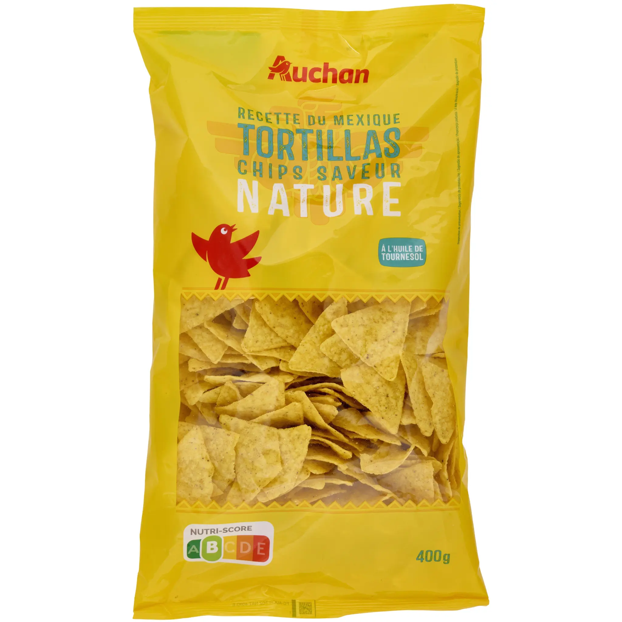 AUCHAN Chips tortillas nature à l'huile de tournesol