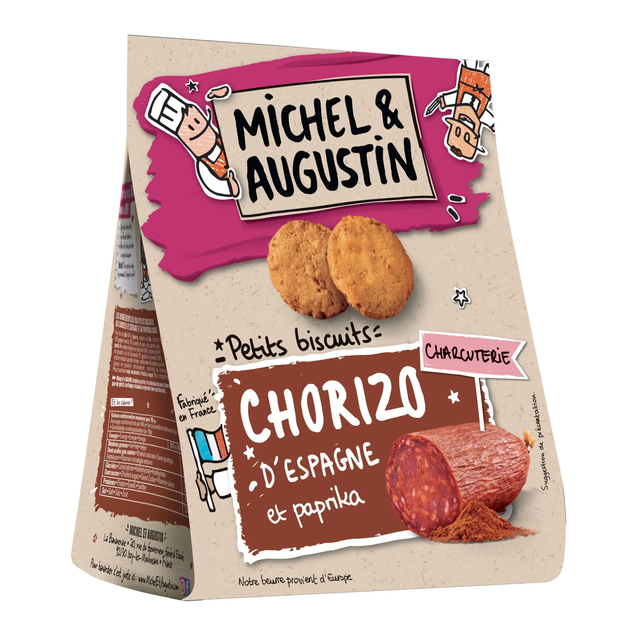 MICHEL ET AUGUSTIN Biscuits apéritifs crackers au Chorizo