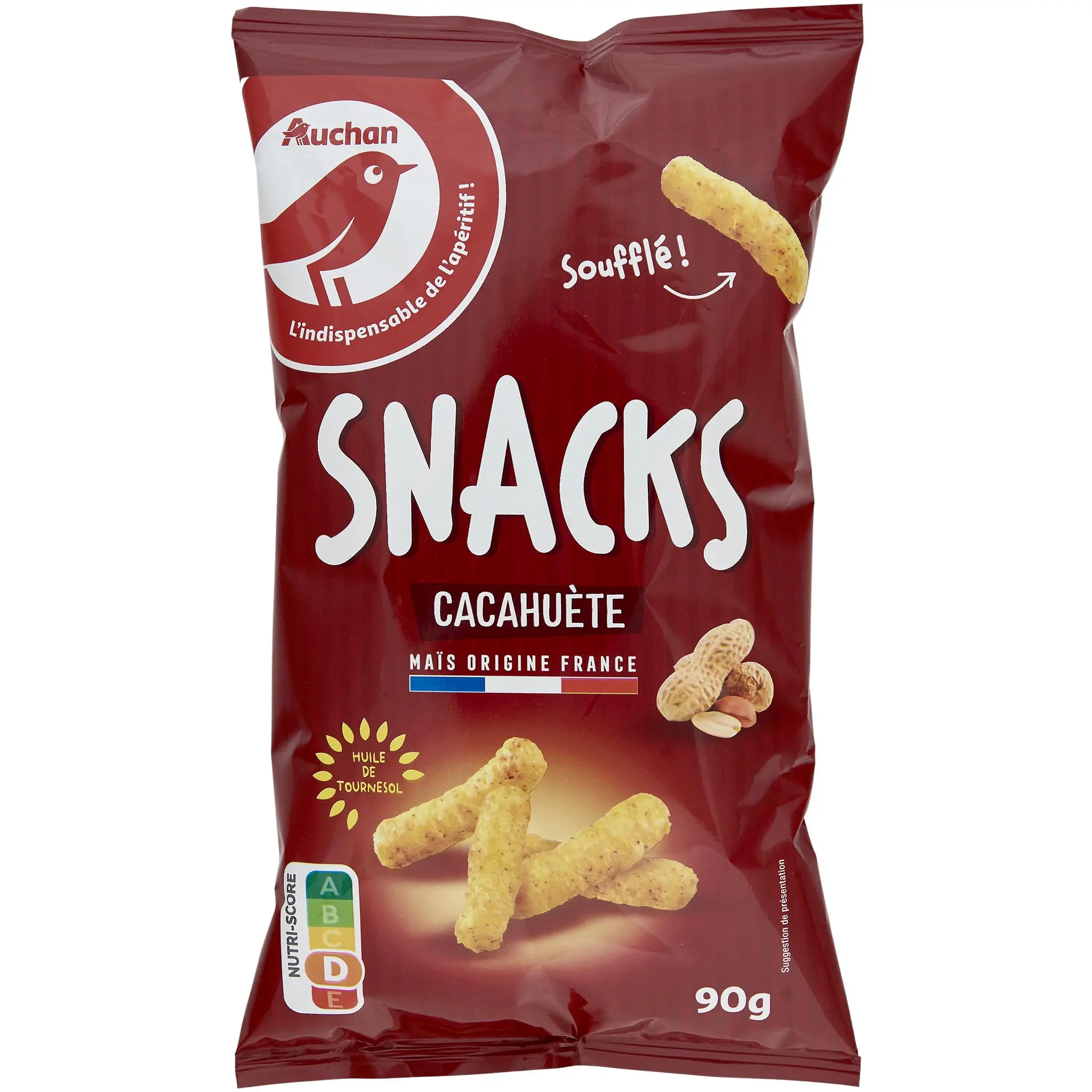 AUCHAN Biscuits soufflés apéritif saveur cacahuète