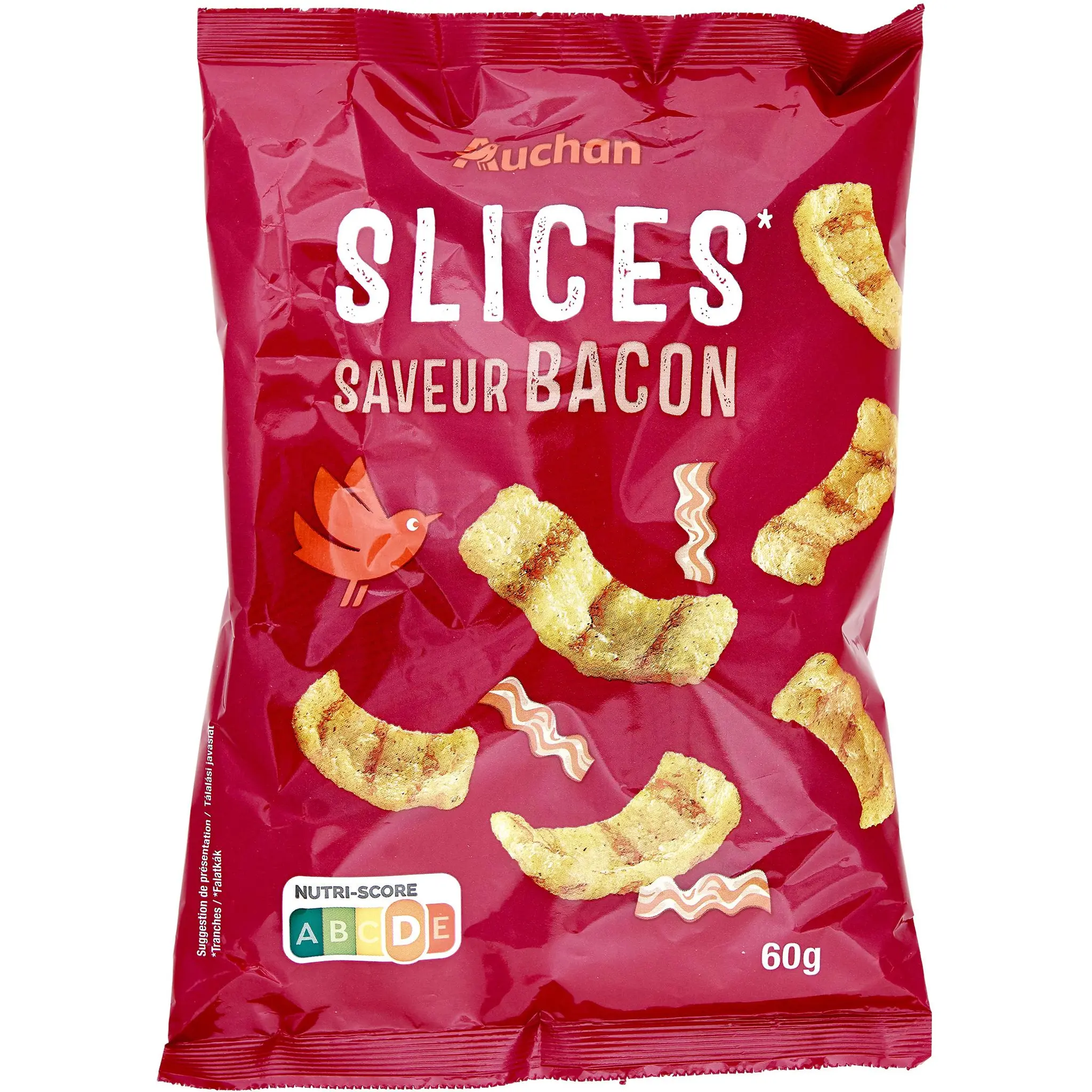 AUCHAN Biscuits soufflés snacks saveur bacon