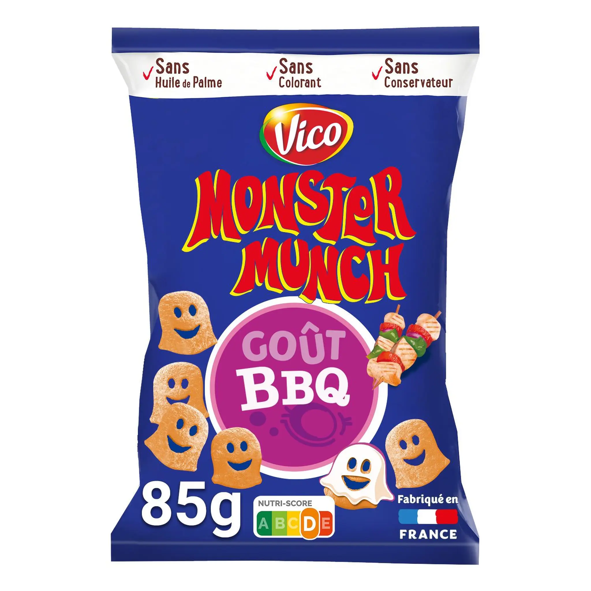 MONSTER MUNCH Biscuits soufflés goût barbecue sans huile de palme