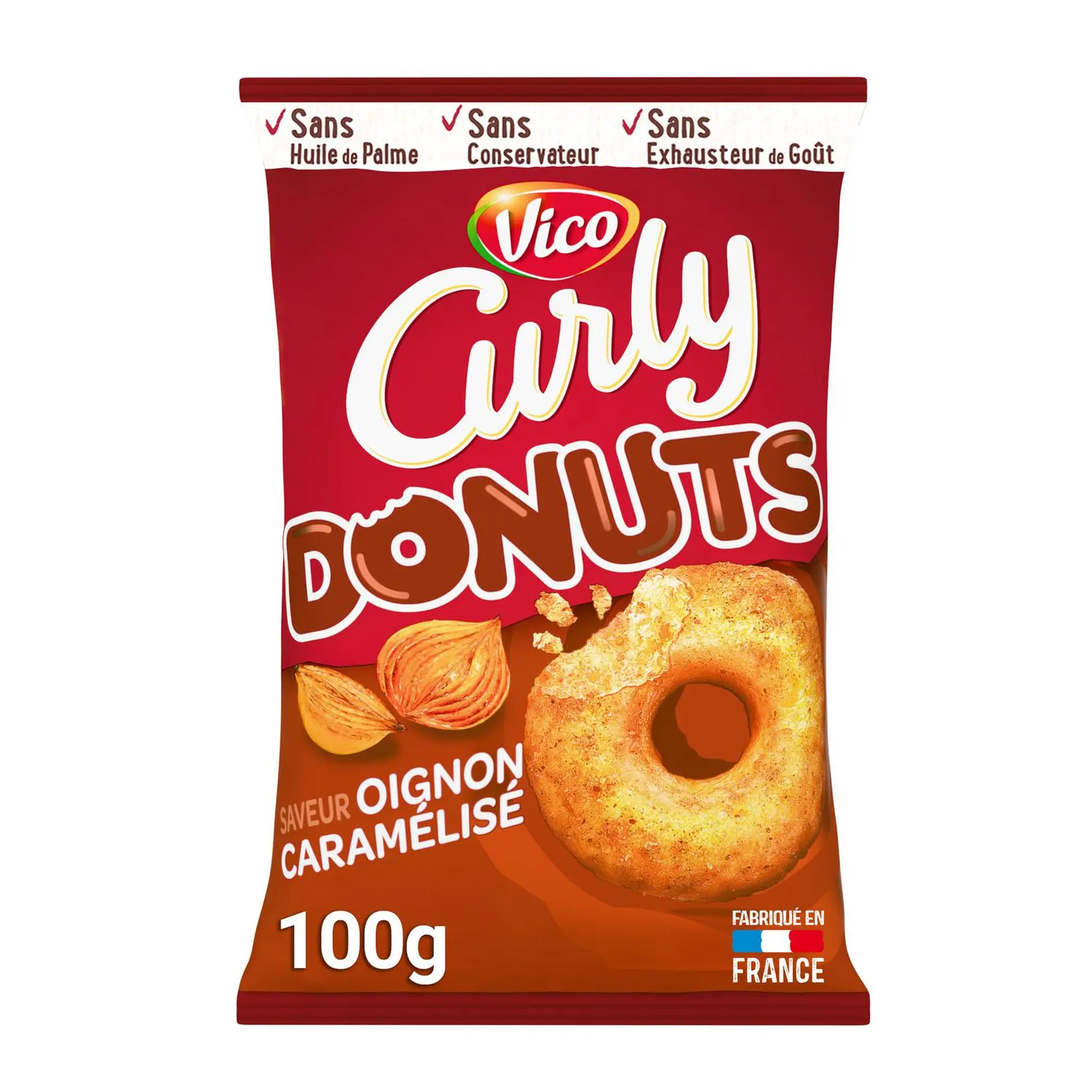 CURLY Biscuits soufflés Donuts saveur oignons caramélisés sucré salé