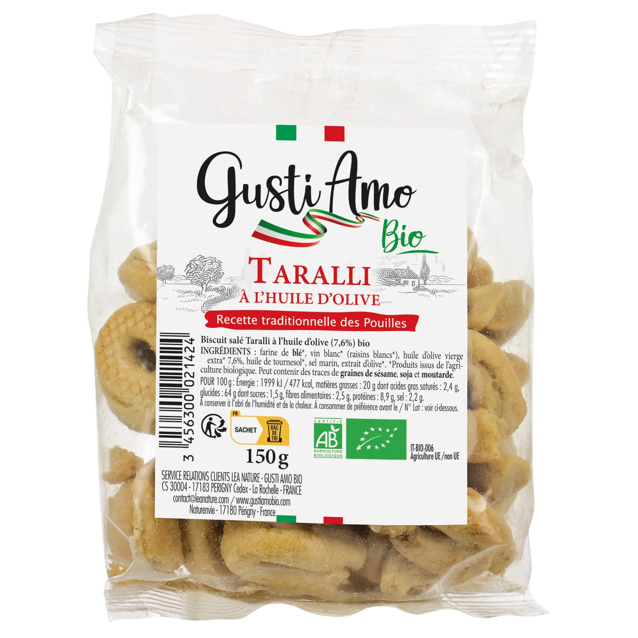 GUSTI AMO Biscuit salé taralli à l'huile d'olive bio