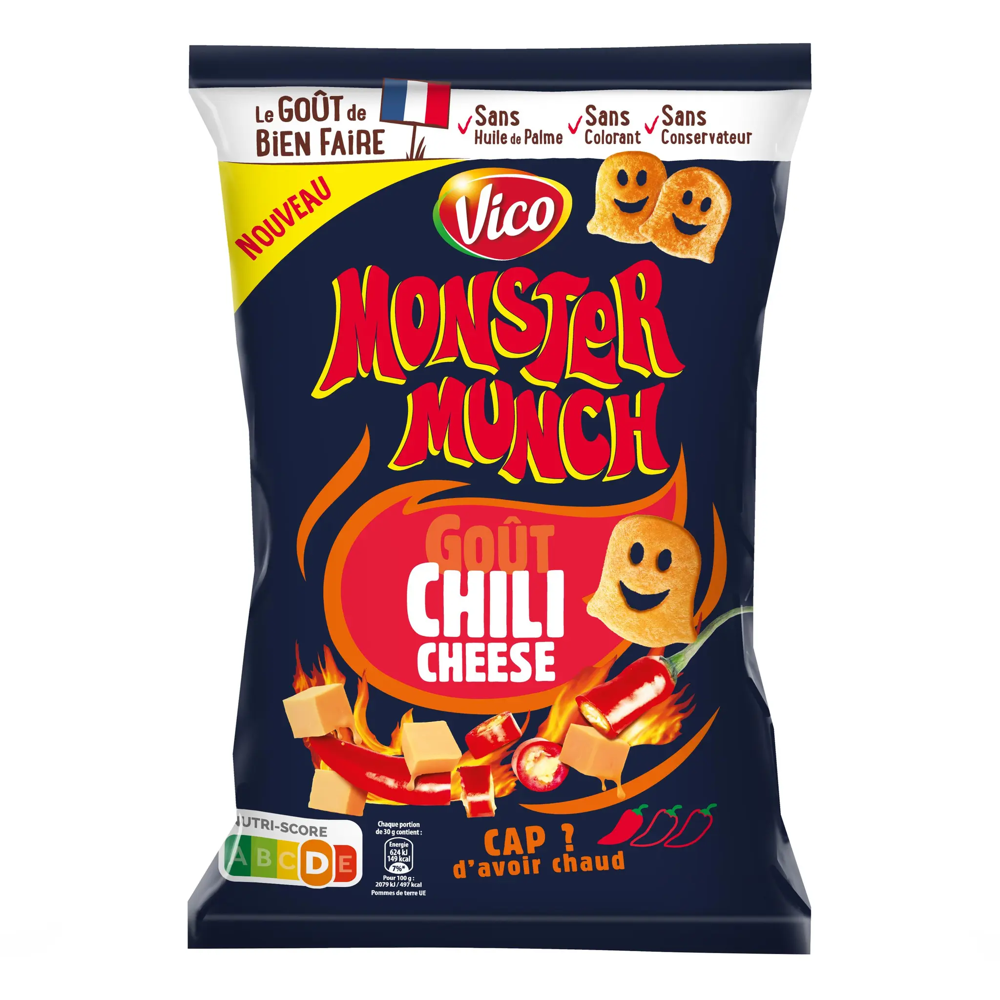 MONSTER MUNCH Biscuits soufflés goût chili cheese épicé