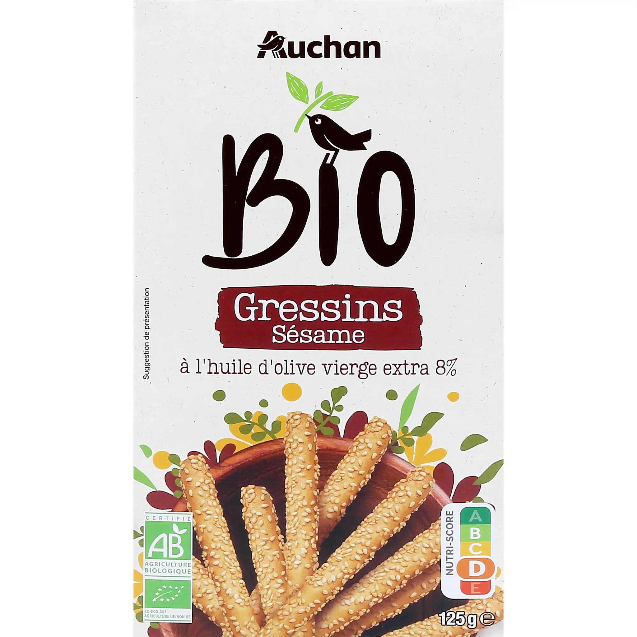 AUCHAN BIO Gressins sésame