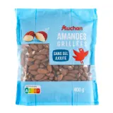 AUCHAN Amandes grillées sans sel ajouté