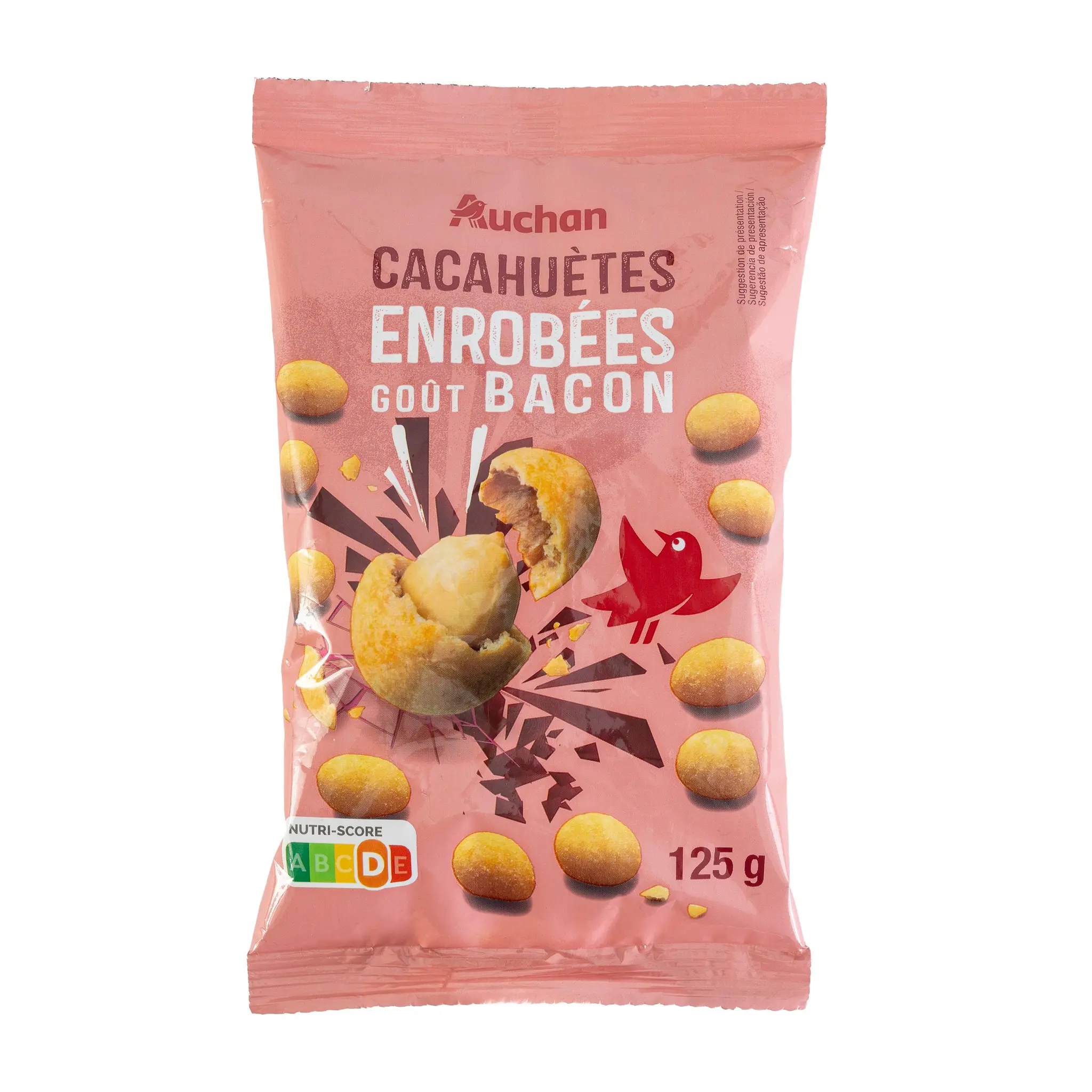 AUCHAN Cacahuètes enrobées goût bacon